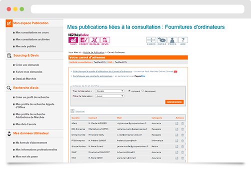 Profitez du carnet d’adresses fournisseurs